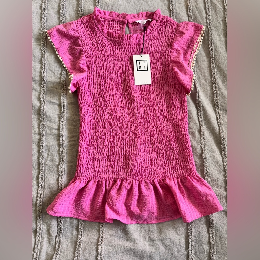 NWT! THML Clothing Smocked Flared Blouse Size XS
